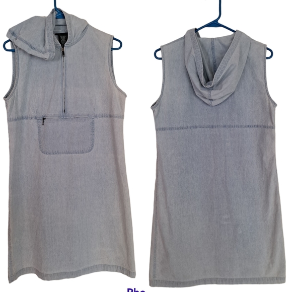 Lauren Ralph Lauren Dresses & Skirts - VTG Lauren Jeans Co Ralph Lauren sporty loose fit pale blue denim hooded…